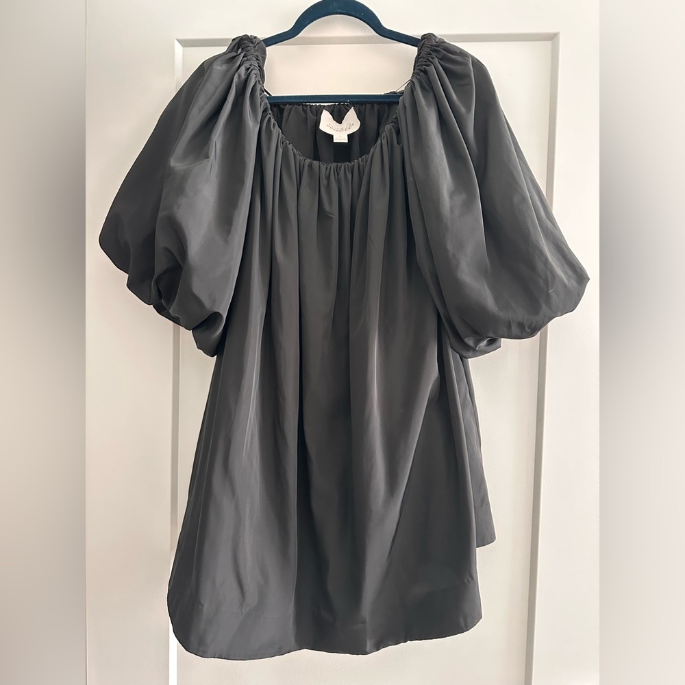 Mare Mare | Puff-Sleeve Off-The-Shoulder Mini Dress | Black | Size S